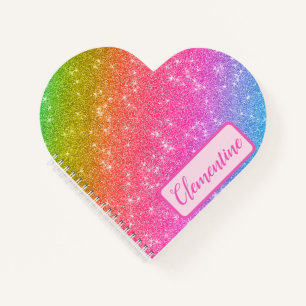 Gepersonaliseerde Rainbow Starry Heart Sketchbook- Notitieboek