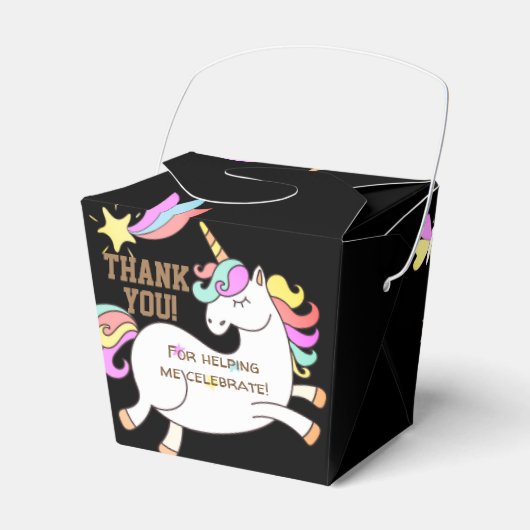 Gepersonaliseerde Rainbow Unicorn Bedankt Party Bedankdoosjes (Voorkant Zijde)