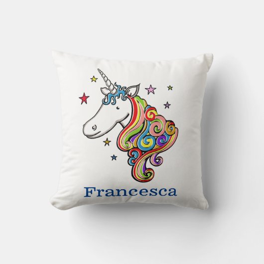 Gepersonaliseerde Rainbow Unicorn Cushion Kussen (Voorkant)
