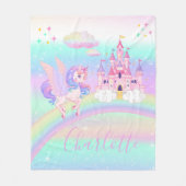 Gepersonaliseerde Rainbow Unicorn pastel Fleece Deken (Voorkant)