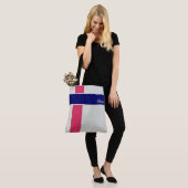 Gepersonaliseerde Raspberry Donkerblauwe Strepen Draagtas (Op model)