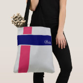 Gepersonaliseerde Raspberry Donkerblauwe Strepen Draagtas (Dichtbij)