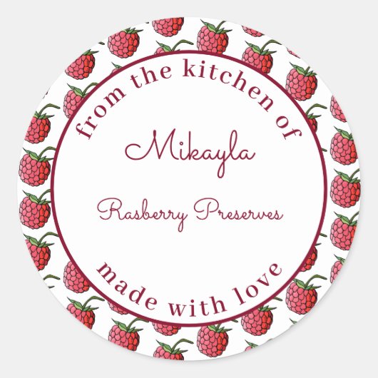 Gepersonaliseerde Raspberry Jam Uit de keuken van  Ronde Sticker (Voorkant)