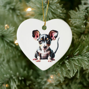 Gepersonaliseerde Rat Terrier Puppy Keramisch Ornament