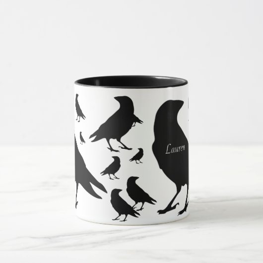 Gepersonaliseerde Raven Crow All Over Print Coffee Mok (Midden)