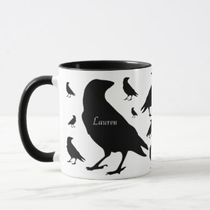 Gepersonaliseerde Raven Crow All Over Print Coffee Mok