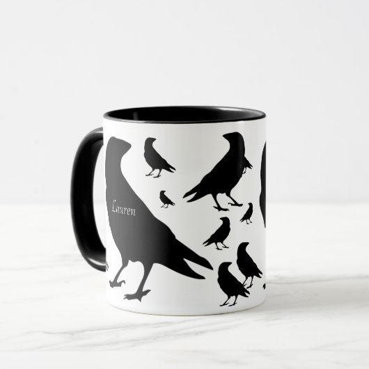 Gepersonaliseerde Raven Crow All Over Print Coffee Mok (Voorkant links)
