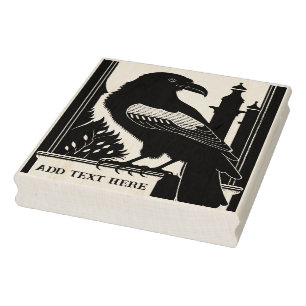 Gepersonaliseerde Raven Wood Art Stamp Rubberstempel