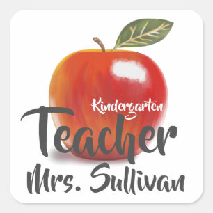 Gepersonaliseerde Red Apple kleuterschool leraar Vierkante Sticker