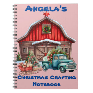 Gepersonaliseerde  Red Barn, pick-up truck ambacht Notitieboek