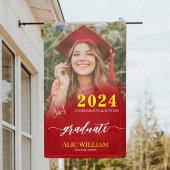 Gepersonaliseerde Red Boho foto afstudeerfeest Spandoek