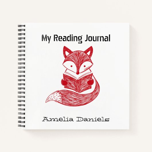 Gepersonaliseerde Red Fox Reading Journal Notitieboek (Voorkant)