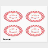Gepersonaliseerde Red Gingham Gift Kitchen Sticker (Vel)