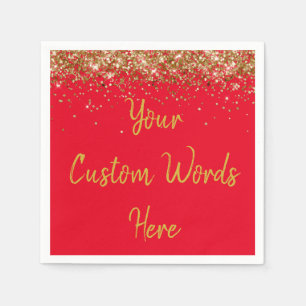 Gepersonaliseerde Red & Gold verjaardagsfeestje Ju Servet