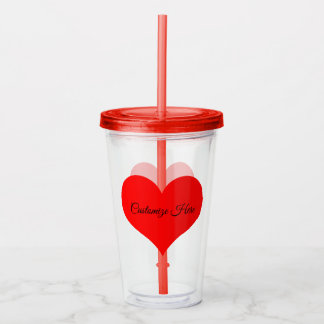 Gepersonaliseerde Red Heart Design Acryl Tumbler Drinkbeker