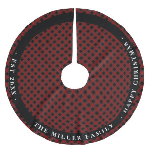 Gepersonaliseerde Red Pset rustic monogrammen Kerstboom Rok