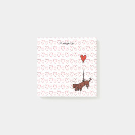 Gepersonaliseerde Red Smooth Dachshund Heart-ballo Post-it® Notes