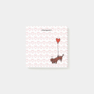 Gepersonaliseerde Red Smooth Dachshund Heart-ballo Post-it® Notes