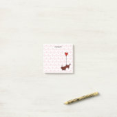 Gepersonaliseerde Red Smooth Dachshund Heart-ballo Post-it® Notes (Op bureau)