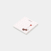 Gepersonaliseerde Red Smooth Dachshund Heart-ballo Post-it® Notes (Schuin)