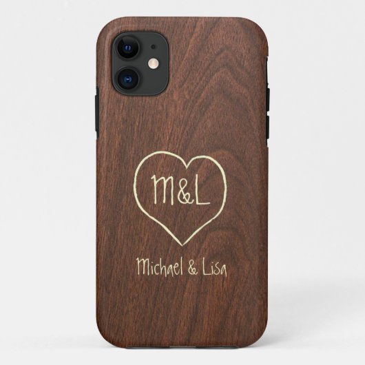 Gepersonaliseerde Red Wood textuur met hart Case-Mate iPhone Case (Achterkant)