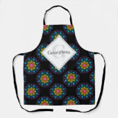 Gepersonaliseerde Regenboog Bloemen Polka Dot Mand Schort (Voorkant)