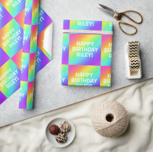 Gepersonaliseerde regenboog cadeaupapier