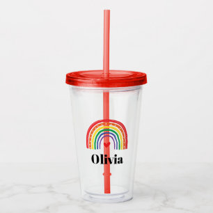Gepersonaliseerde regenboog en hart acrylbeker acryl drinkbeker