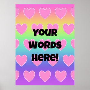 Gepersonaliseerde regenboog en roze harten poster