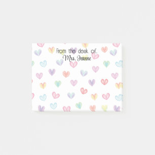 Gepersonaliseerde regenboog hart waterverf elegant post-it® notes