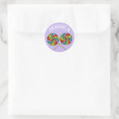 Gepersonaliseerde regenboog Lollipop Lolly Snoep P Ronde Sticker (Tas)