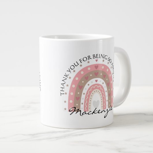 Gepersonaliseerde regenboog Voeg bericht en naam t Extra Grote Beker (Voorkant rechts)