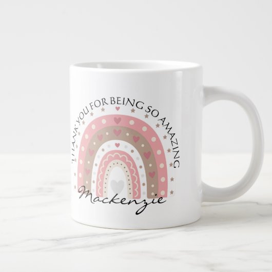 Gepersonaliseerde regenboog Voeg bericht en naam t Extra Grote Beker (Rechts)