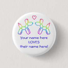 Gepersonaliseerde regenboogballonhonden in Love Bu Ronde Button 3,2 Cm