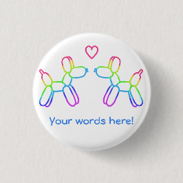 Gepersonaliseerde regenboogballonhonden in Love Bu Ronde Button 3,2 Cm