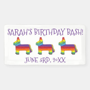 Gepersonaliseerde regenboogDonkey Piñata Birthday  Spandoek