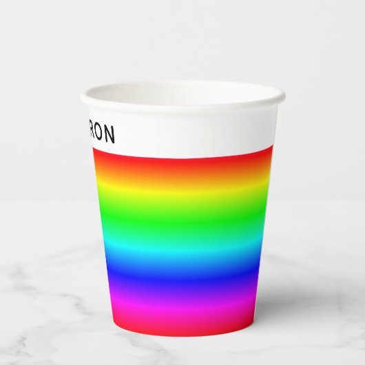 Gepersonaliseerde regenbooggradiënt met naam papieren bekers (Achterkant)