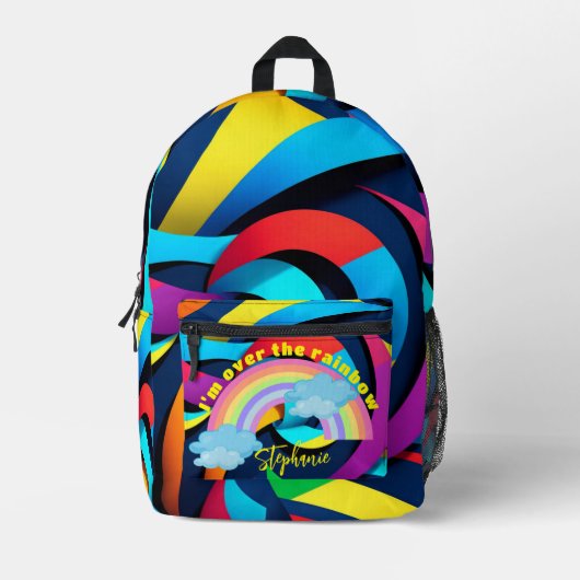 Gepersonaliseerde regenboogkleur gestreepte Rugzak (Voorkant)