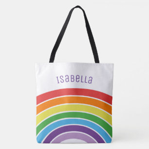 Gepersonaliseerde regenboogmeisjes kleurige aangep tote bag