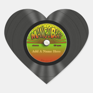 Gepersonaliseerde Reggae Vinyl Record Hart Sticker