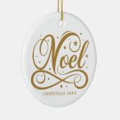 Gepersonaliseerde Religieuze Gouden Script Noel Na Keramisch Ornament (Rechts)