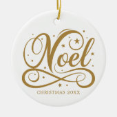 Gepersonaliseerde Religieuze Gouden Script Noel Na Keramisch Ornament (Voorkant)