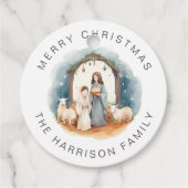 Gepersonaliseerde religieuze kerstmis bedankjes labels (Voorkant)