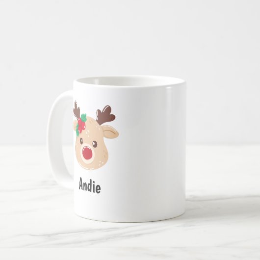 Gepersonaliseerde rendier gezicht cadeau Mok (Voorkant links)