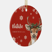 Gepersonaliseerde Rendier Kerstmis Ornament Sneeuw (Rechts)