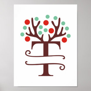 Gepersonaliseerde rendierbrief T gesplitst monogra Poster