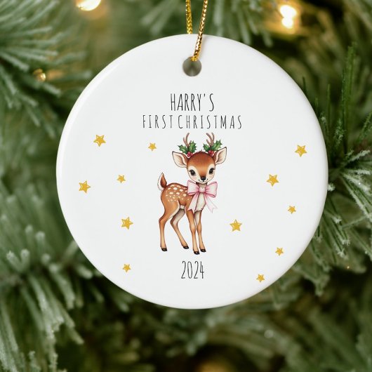 Gepersonaliseerde rendieren van het kind Eerste Ke Keramisch Ornament