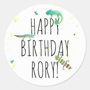 Gepersonaliseerde Reptielen Verjaardagsfeestje Sti Ronde Sticker