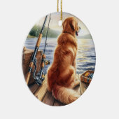 Gepersonaliseerde Retriever op een Dock Dog Memori Keramisch Ornament (Rechts)
