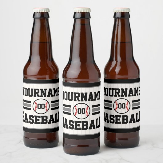 Gepersonaliseerde Retro Baseball Speler NAAM Team Bier Etiket (Flessen)